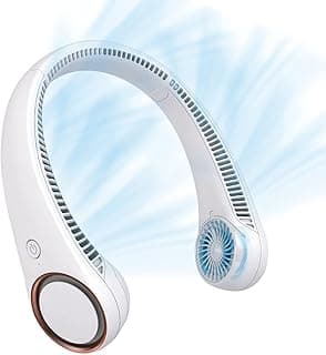 CIVPOWER Neck Fan: Portable Personal Neck Cooling Rechargeable Bladeless Fan - Hands Free 3 Speed 4000 mAh Battery USB Operated Wearable He...