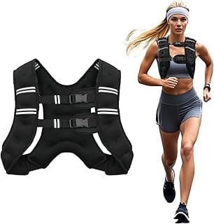 Poudee Weighted Vest, 6lb/8lb/10lb/12lb/16lb/20lb/25lb/30lb Weight Vest for Men Women, Body Weight Vests Adjustable with Reflective Stripe...