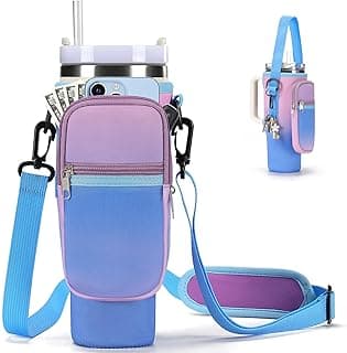 GOEWY Water Bottle Carrier Bag for Stanley 40/30 oz Tumbler with Phone Pocket Neoprene Water Bottle Holder with Shoulder & Handheld Strap S...