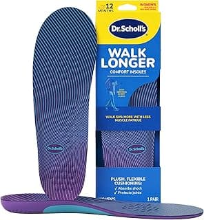 Dr. Scholl's Walk Longer Insoles - Comfortable Plush Foam Cushioning Inserts for Walking, Hiking, and Standing on Feet All-Day with Ar...