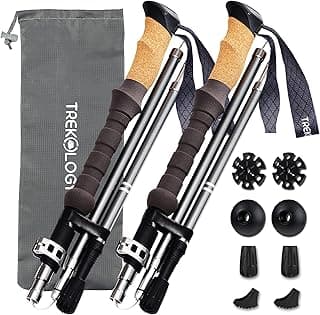 TREKOLOGY Trek-Z Cork Grip Trekking Poles – Lightweight Folding Hiking Poles, Adjustable Height, Compact Travel Design, Aircraft-Grade Alum...